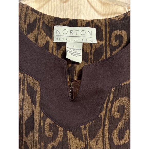 Vtg Norton McNaughton Womens Size L Maxi Long Dress Brown Floral Dark Academia - Picture 2 of 5